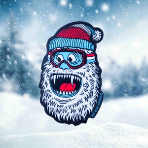 Vild Yeti-klistermärke, skidåkning, snowboardåkning, snöskoter, snöskoter, väderbeständigt klistermärke, skidåkningsdekal, snö, utomhusbildekal
