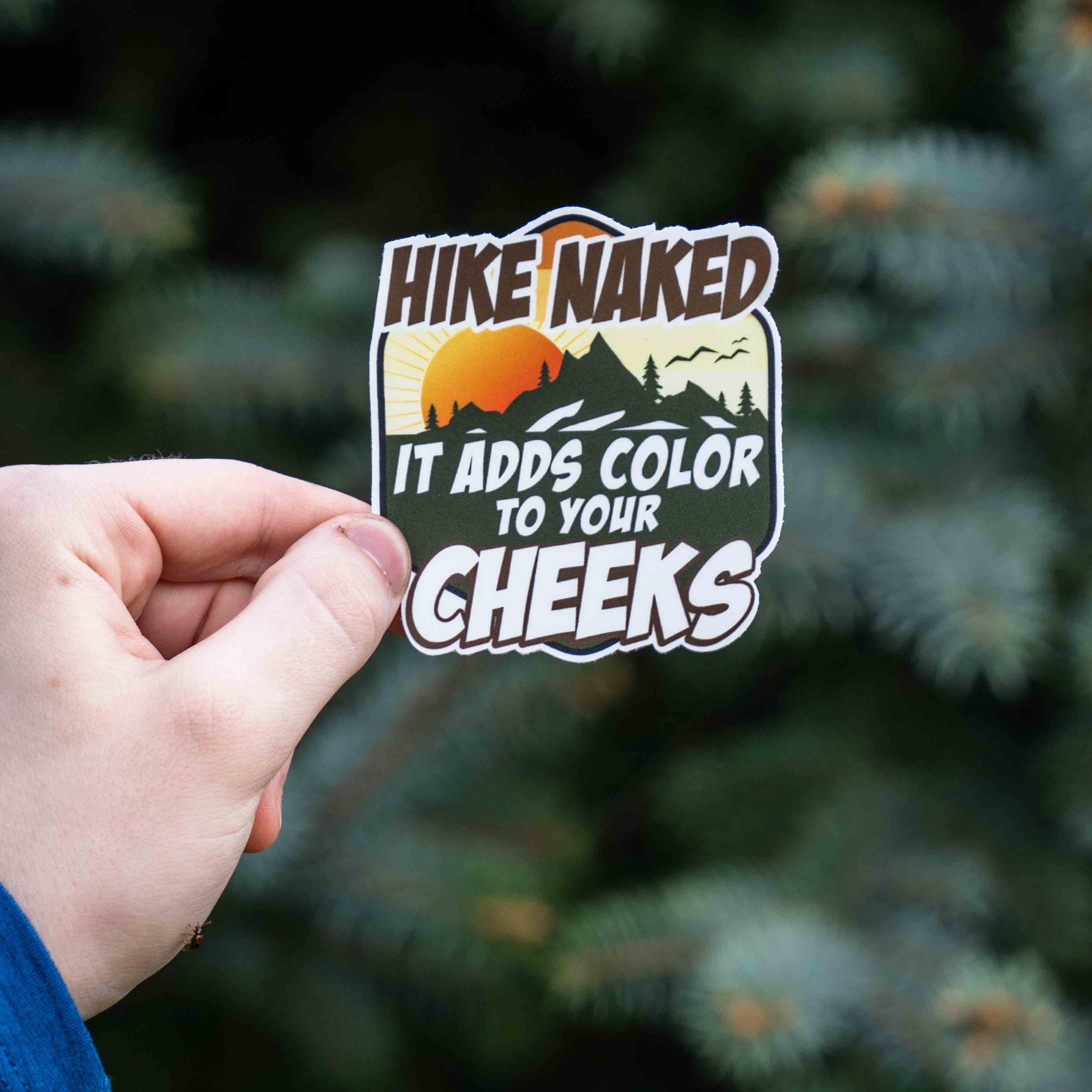 Hike Naked It Adds Color To Your Cheeks Sticker, Funny Hiking Sticker, Nature Outdoors Water Bottle Sticker, Nature Sticker, Laptop Sticker