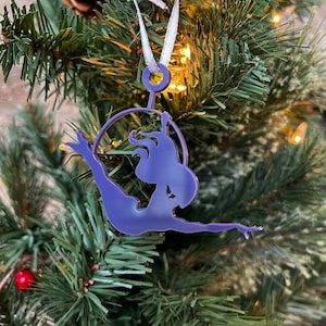 Aerialist Hoop Holiday Ornament With Ribbon - Beautiful Purple Acrylic Aerial Hoop Christmas Ornament