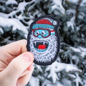 Wild Yeti Skiing Patch, Snowboarding, Snowmobile, Snowshoeing, Snow Outdoor Iron On Heat Seal Backing Patch
