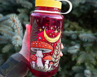 Magical Mushroom Nalgene 32oz Water Bottle, Hiking Water Bottle Gift, Camping, Wide Mouth