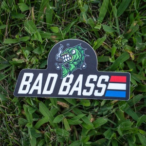 Funny Fishing Sticker Bad Bass America Sticker Decal, Bad Ass Fishing Sticker Water Bottle Sticker, Nalgene Sticker, Laptop Sticker