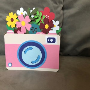 Box card Camera with flowers