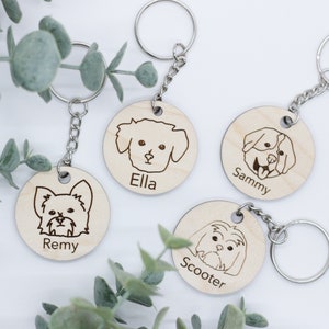 Personalized Dog Outline Key Chain | Doggy Tag | Custom Engraved Wooden Key Ring | Pet Decoration
