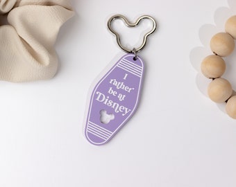 I Rather Be At Disney | Retro Keychains | Vintage Motel Keychain | Funny Keychains | Car Keychains | Retro