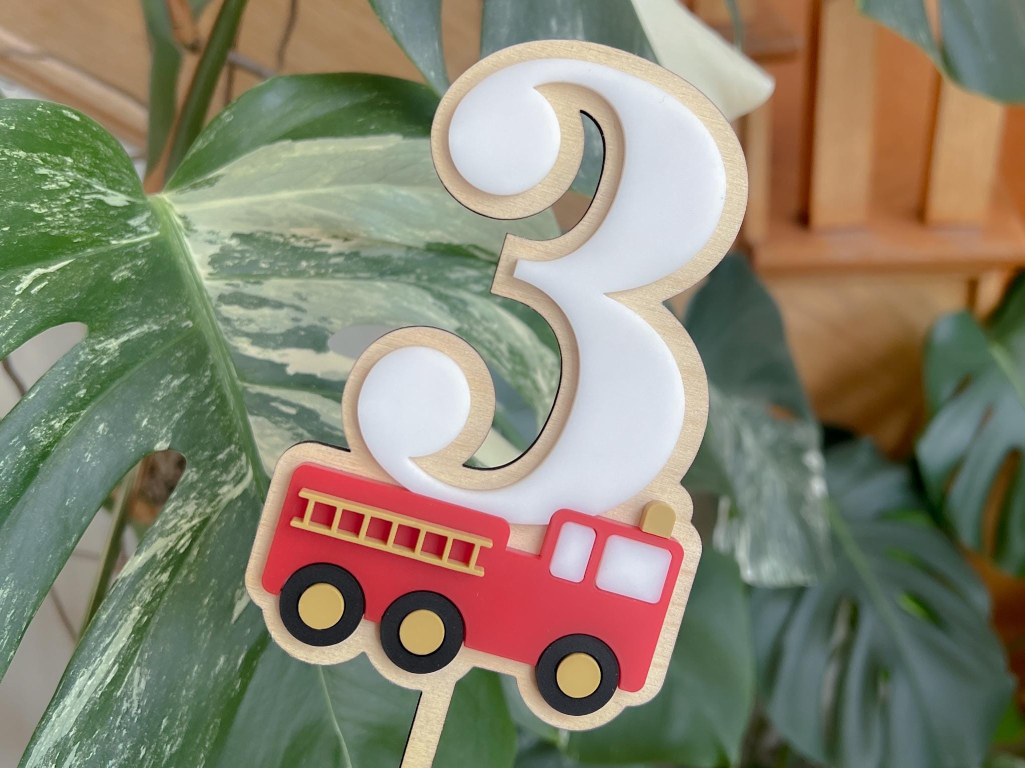 Firetruck Cake Topper | Truck Cake Topper | Birthday | Fire Fighter Birthday Topper