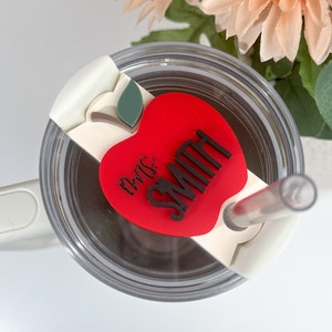 Apple Tumbler Name Plate | Teacher Stanley Name Plate | Personalized Cup Tag | Stanley Cup Accessories