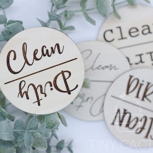 Clean or Dirty Dishwasher Magnet | Dishwasher Label | Laser Engraved Wood Magnet