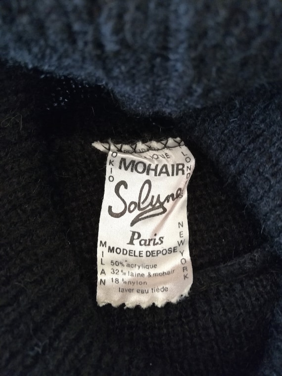 Vintage 80s, 90s Chunky Black Mohair Knit Jumper With Gold Thread 