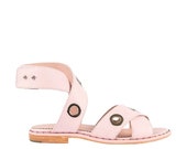 PINMK strap sandals with metallic loop details Pink leather shoes Flat summer sandals for women Light ring leather shoes Women 39 s sandals