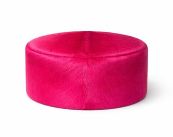 PILLBOX LEATHER HAT/ Real leather hat/ Stylish trendy accessory pony leather hat
