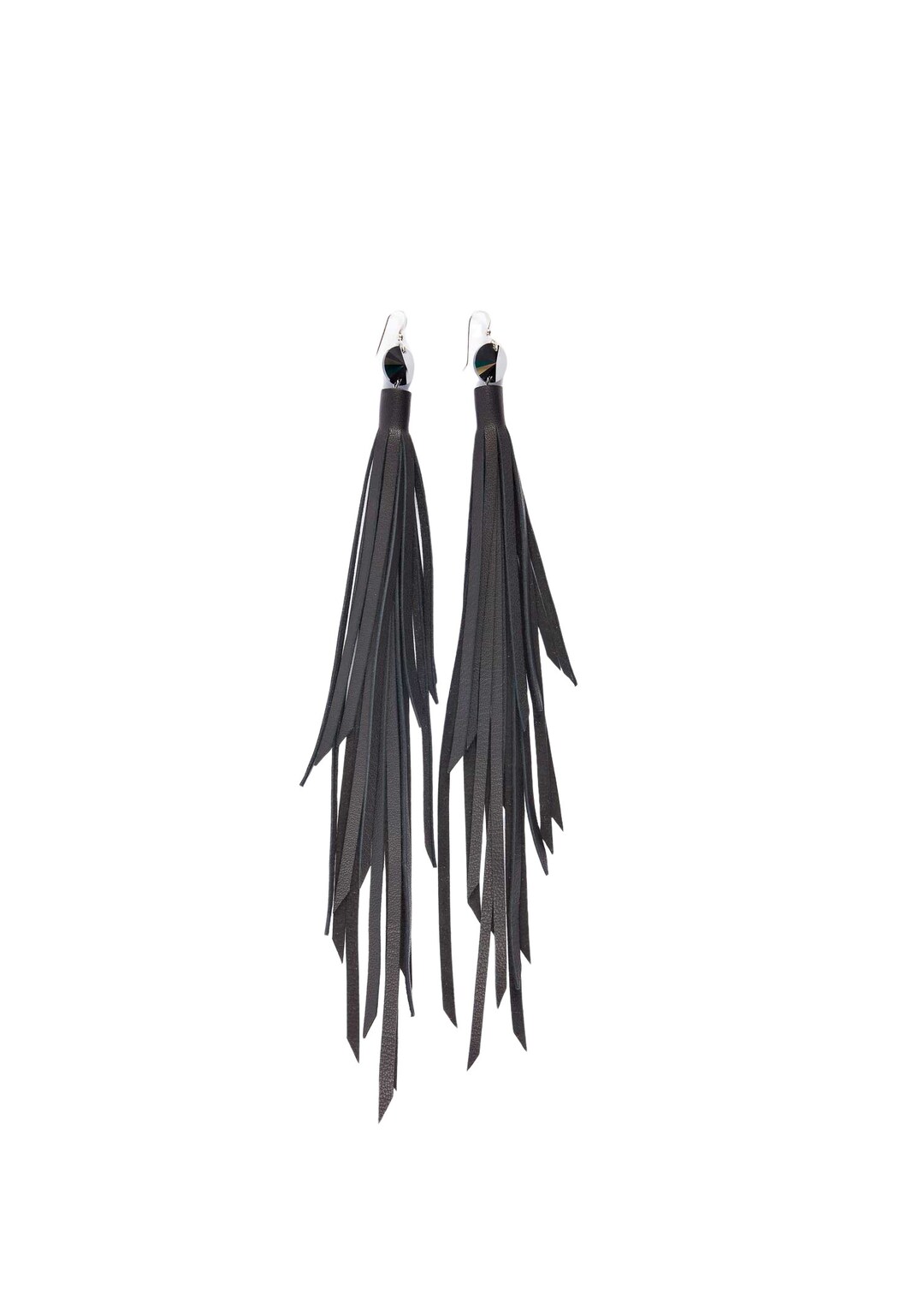 BLACK LEATHER Earrings Long Leather Fringe Earrings, Annakruz Leather ...