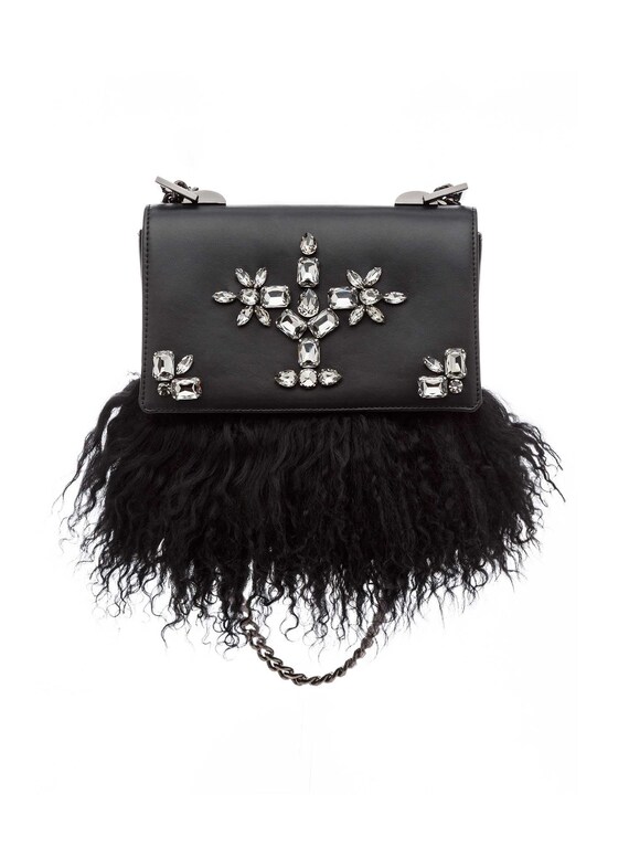 BLACK Leather Bag Black Shoulder Bag CHARLOTTE With Genuine  display picture 1