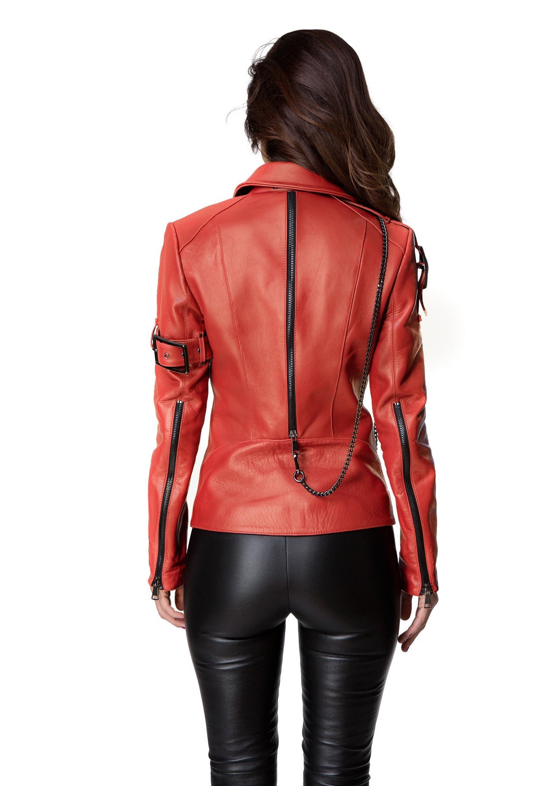 SURGERY★(w) Tight Fit Women Leather Jacket★レアアイテム TOOSIS Womens Jackets Zipper Long Sleeve Lapel Neck Zip Up