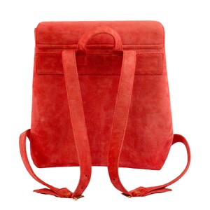 CORAL Suede leather backpack Laptop backpack Custom made Leather bag Orange Backpack YASMINE image 3