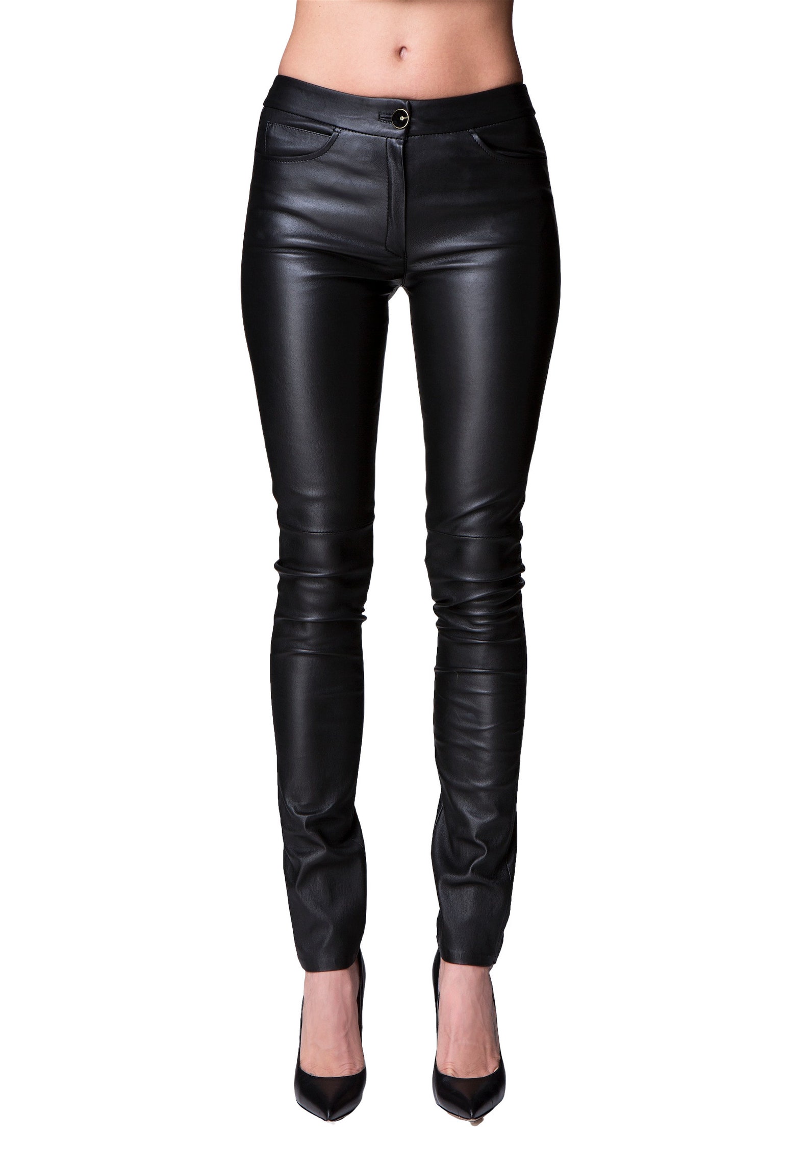 BLACK PANTS Stretch Leather Pants Elastic Leather Pants Black - Etsy