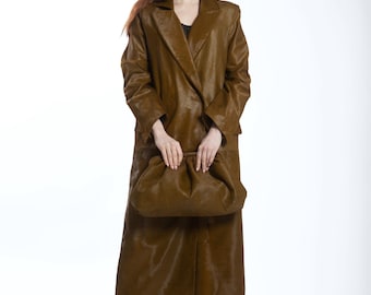 PONY FUR LEATHER coat / Women real leather custom made pony fur leather coat oversize / Handmade Plus size model Custom made coat