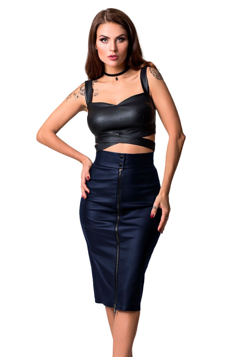 Genuine Leather Skirt Stretch leather pencil skirt Elastic Etsy