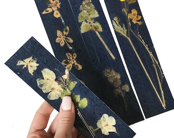PRESSED FLOWER BOOKMARKS Set of Four Natural Real Pressed Flower Bookmarks Dried Flower bookmarks handmade cardboard bookmarks of flowers
