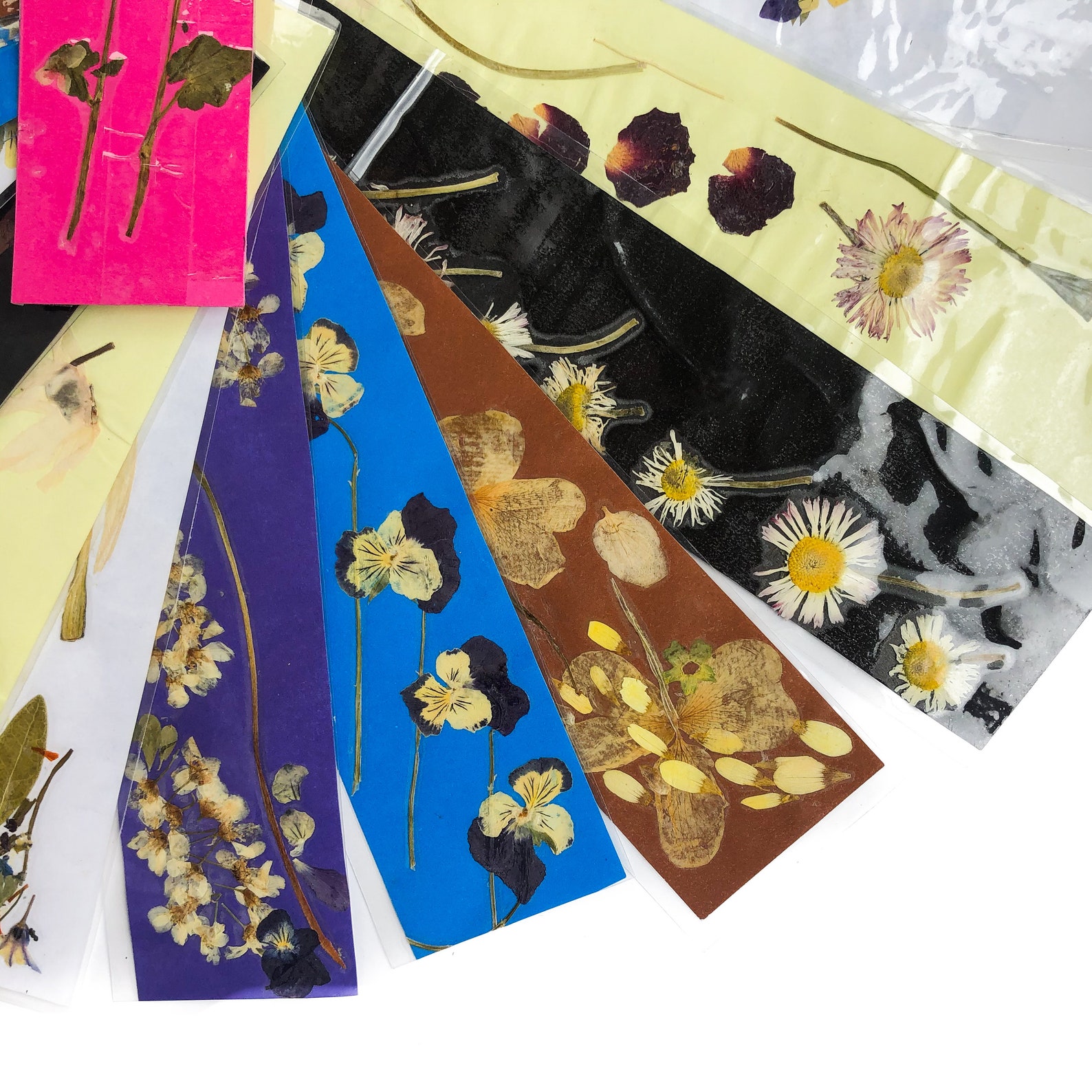 Surprise Mix of PRESSED FLOWER BOOKMARKS // Set of Four // Colorful ...