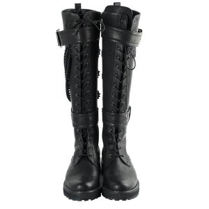 BASILISK Knee-high BOOTS With Chains and Buckles Black Leather Boots ...