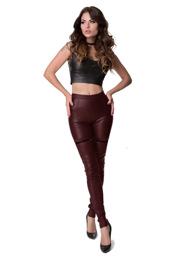 BURGUNDY QUILTED LEGGINGS Custom Made Leather Leggings Women Leather Pants Plus  Size Leggings Genuine Leather Pants Handcrafted Xxl Leggings -  Canada