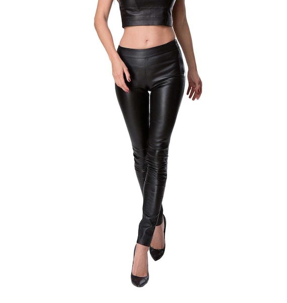 leather black pants women