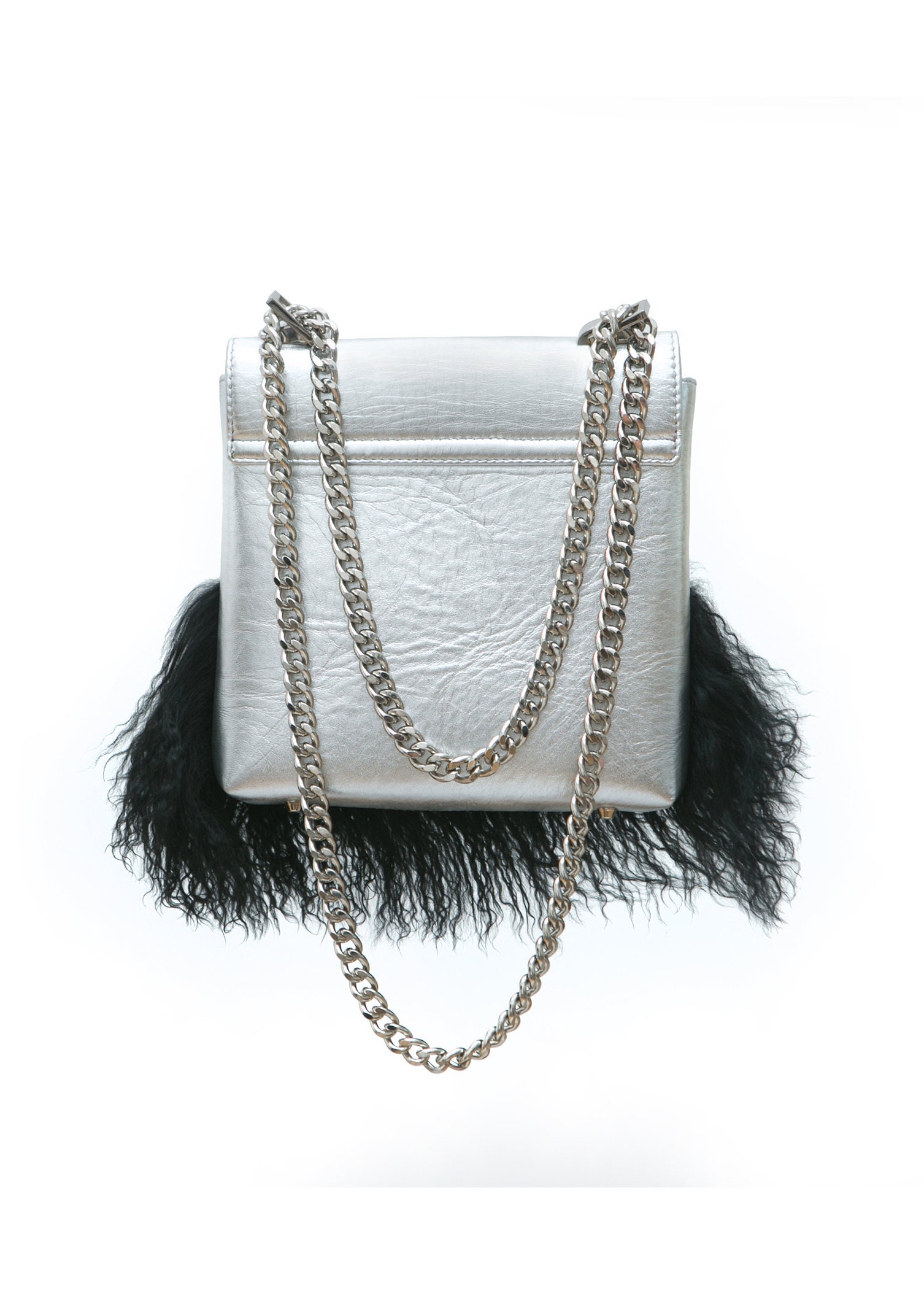SILVER Leather Shoulder Bag Silver Cross Body Bag GISELLE