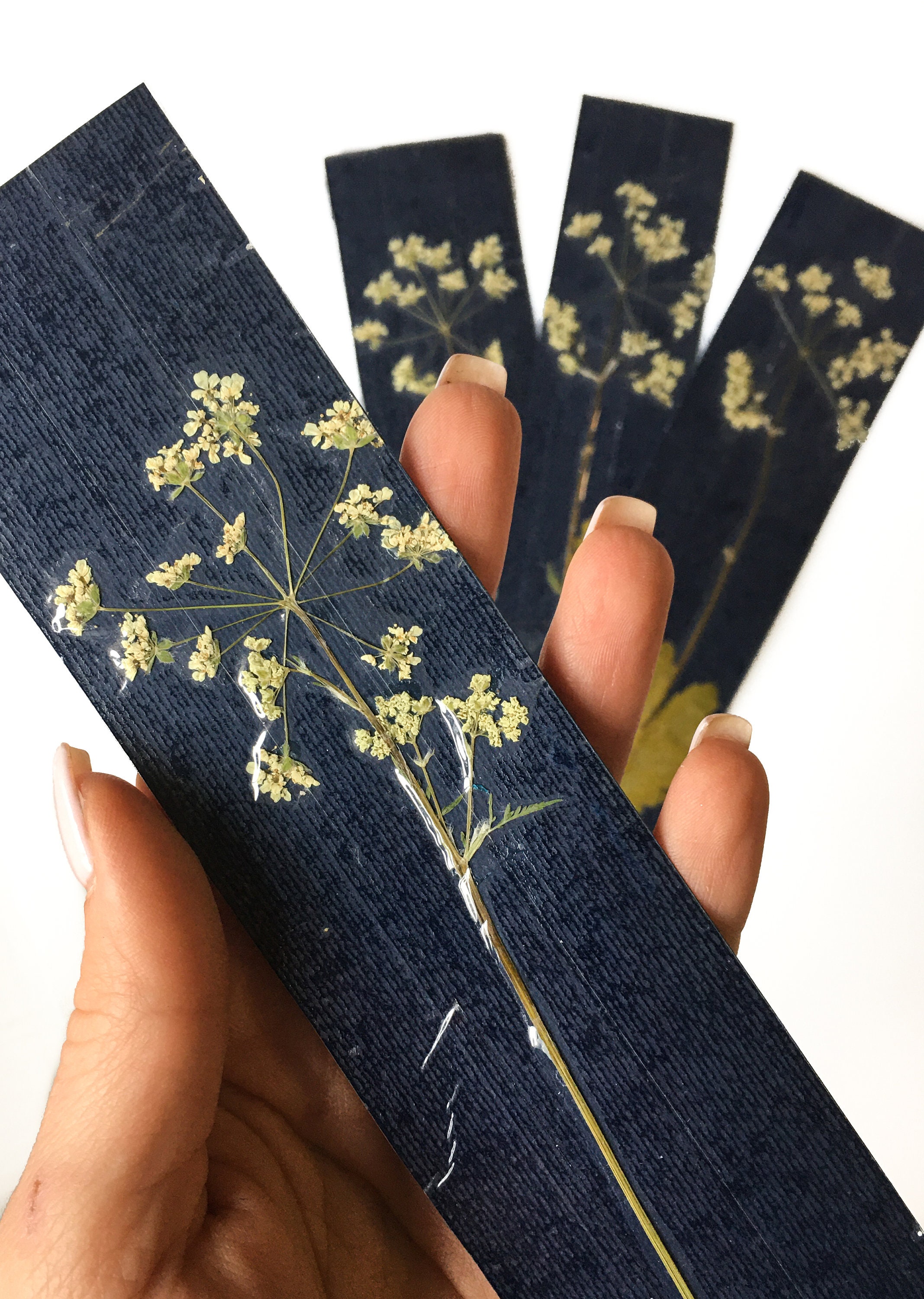 PRESSED FLOWER BOOKMARKS Set of Four Natural Real Pressed Flower ...