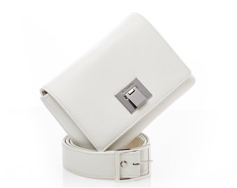 CLASSIC BELT BAG | White leather bag for women | White belt bag Trendy designer leather bag for better moments | Hand free bag hip bag