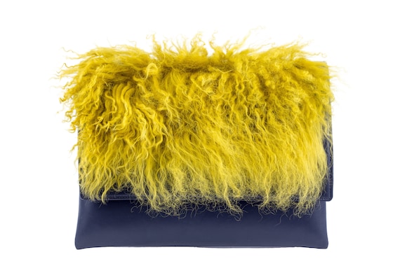 yellow fur bag