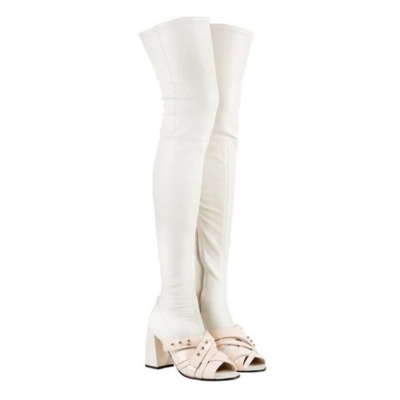 Skin tight leather cheap knee high boots