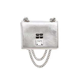 SILVER Leather Bag Silver Shoulder bag  Handmade cross body bag MIA with Swarovsky crystals