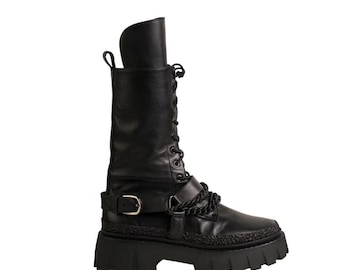 Vintage 1979 RO Search Black Leather Military Combat Boots  display picture 2