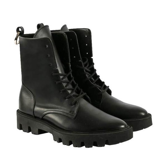 kids black army boots