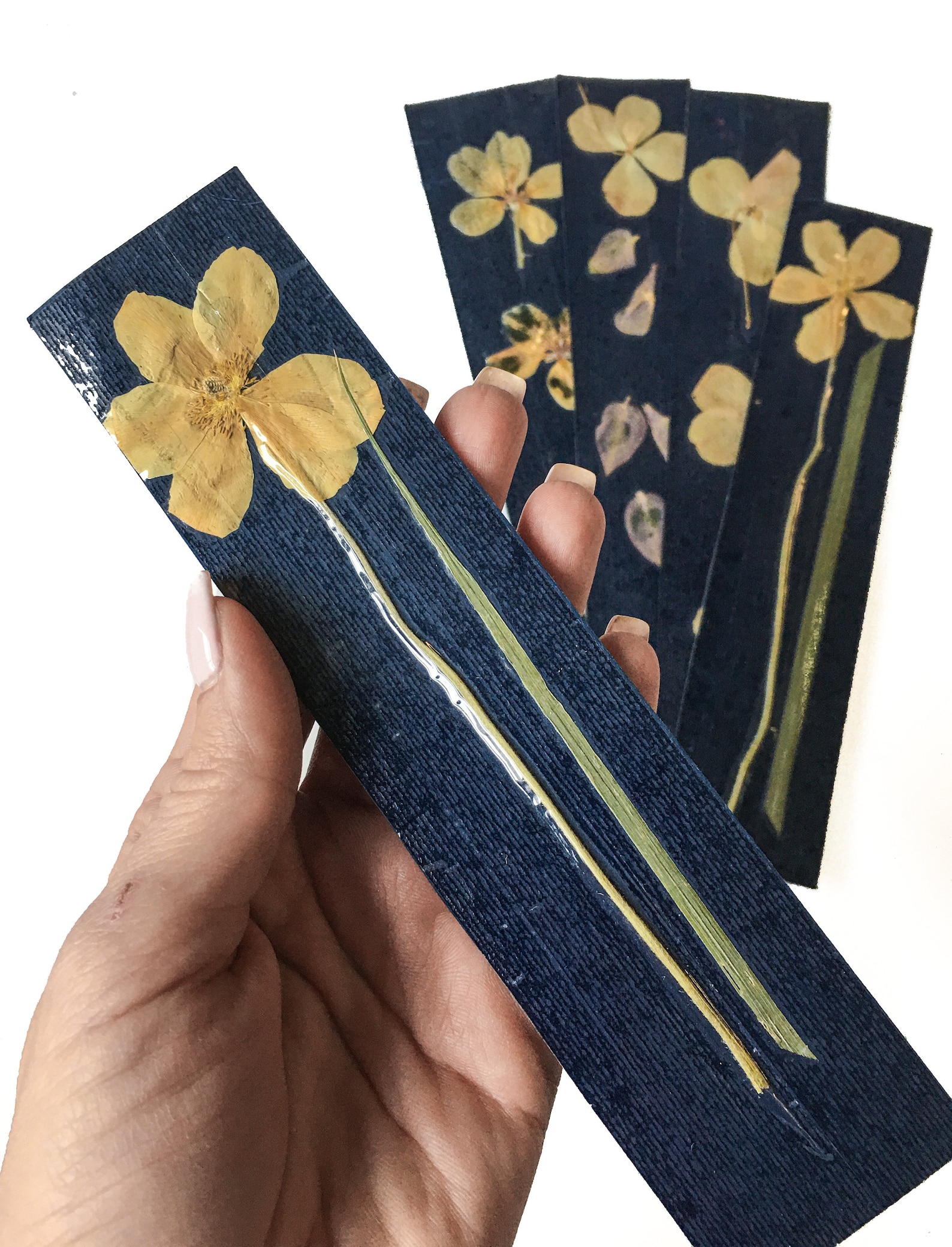 PRESSED FLOWER BOOKMARKS Set of Four Natural Real Pressed Flower ...