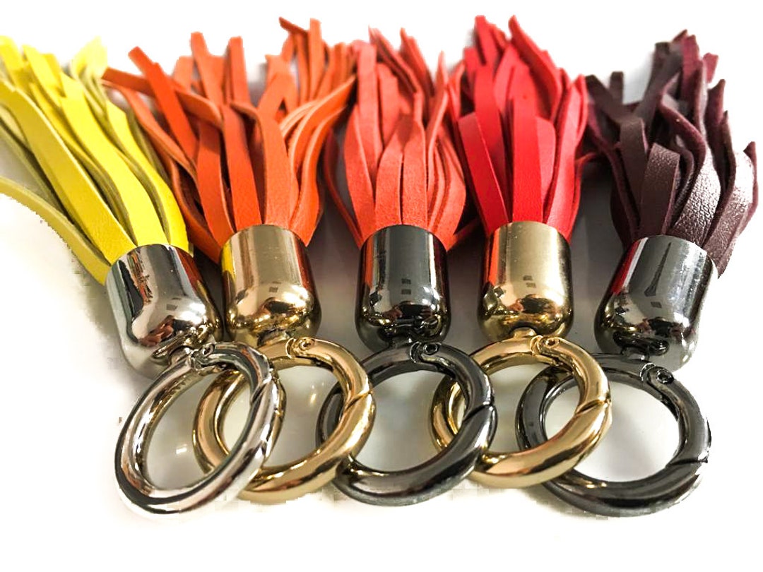BRIGHT Color Tassel Key Chains | Yellow Leather Fatal Red Leather ...