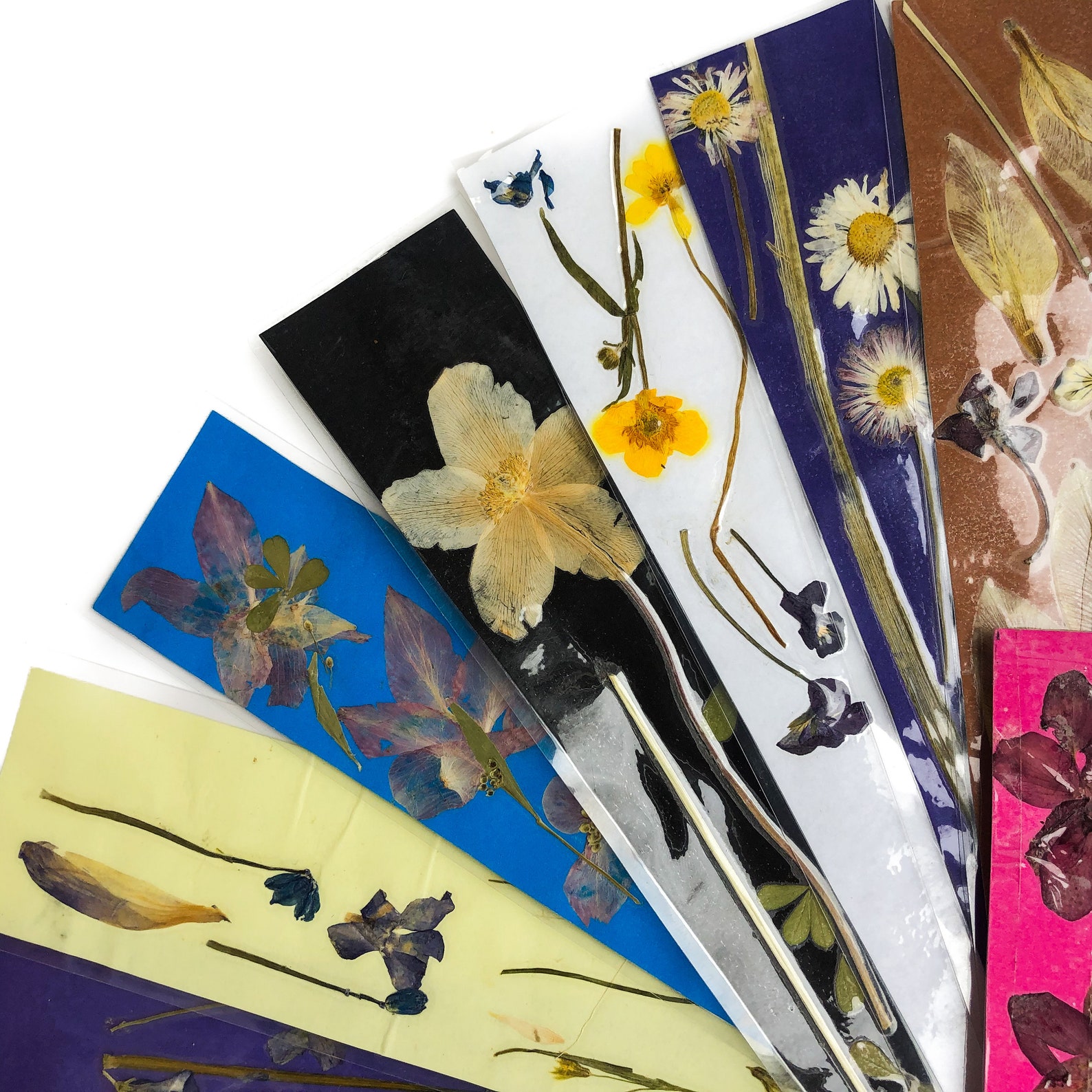 Surprise Mix of PRESSED FLOWER BOOKMARKS // Set of Four // Colorful ...