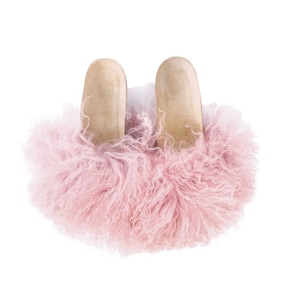 LAMA fur slide SANDALS Custom made summer shoes Home shoes real lama fur Genuine leather sandals Natural leather funky flip flop sandals