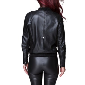 Natural Leather Jacket, Black bomber jacket, Studded jacket, Soft Leather Jacket by Anna Kruz, Trendy custom made fashion bomber jacket image 4
