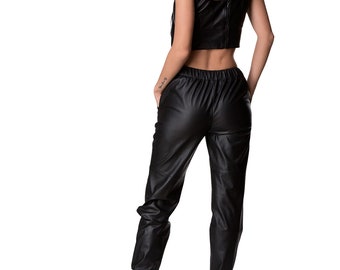 SPORT trousers Leather pants Genuine leather loose pants Thin Black leather pants women PLUS SIZE leather pants Custom made leather pants