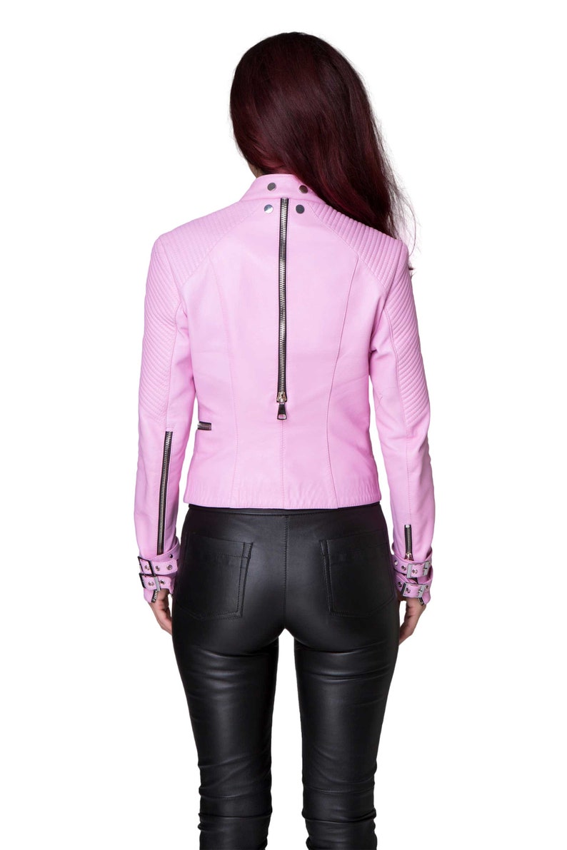Baby PINK BIKER JACKET for Women/natural Leather Jacket/biker Etsy