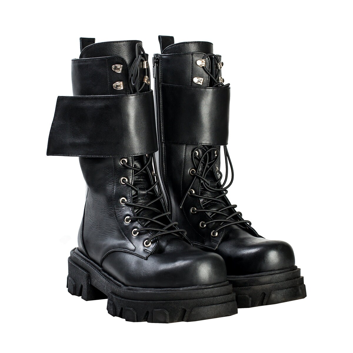 MARGARET BOOTS Massive Combat Boots BLACK Leather Boots Half Length