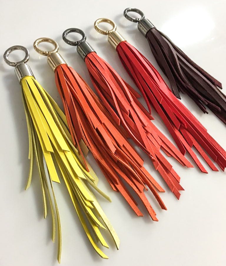BRIGHT Color Tassel Key Chains | Yellow Leather Fatal Red Leather ...