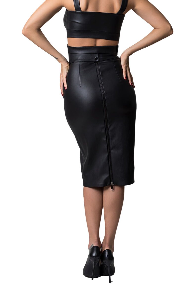 Textured Leather Skirt