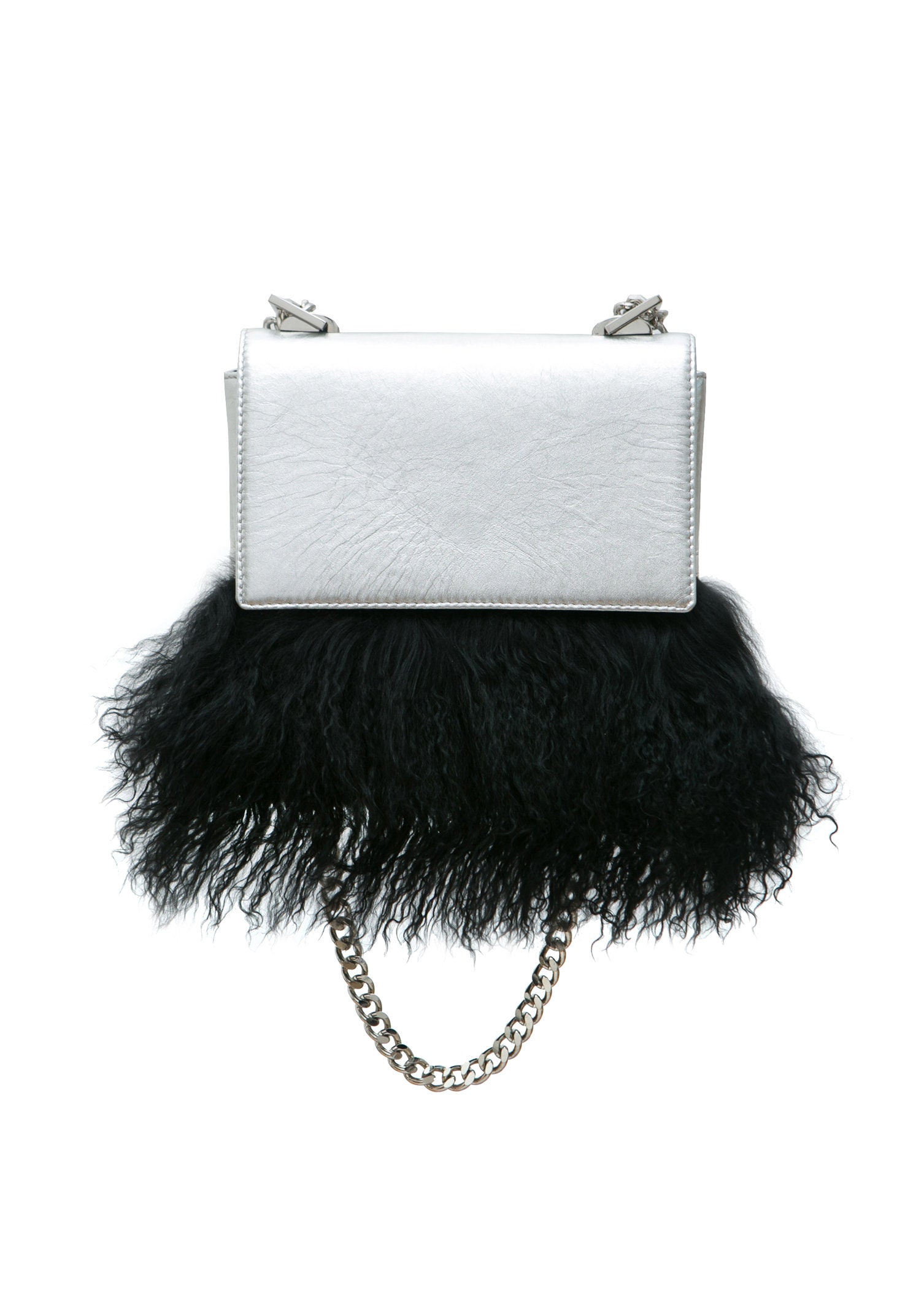 ★MUCENT★ Glady Silver Chain Leather Shoulder Bag Unisex Silver Atwood Chain-Embellished Shoulder Bag - CHARLES