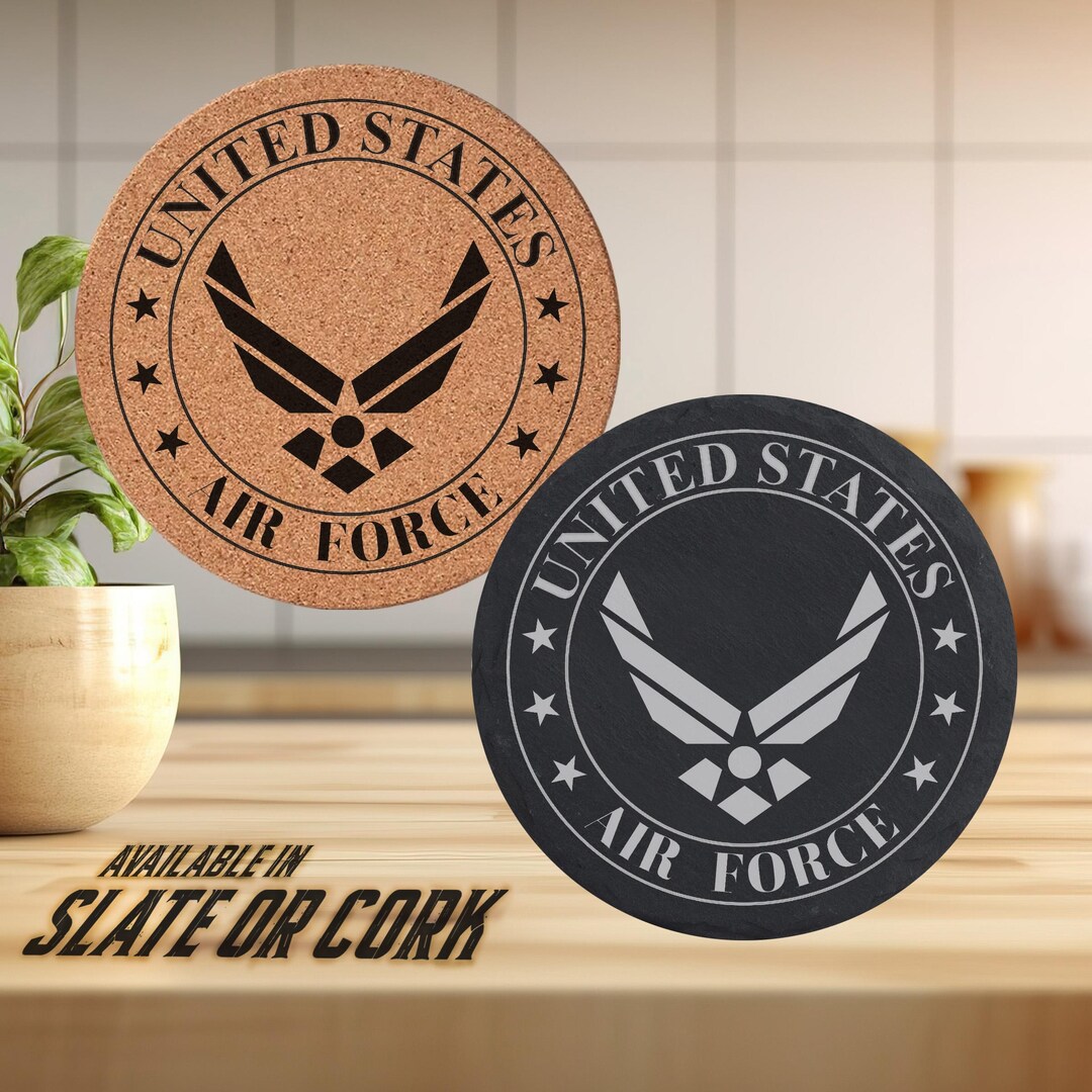 Usaf Coasters US Air Force Coasters Modern – Slate or Cork Drink Coasters – Veteran ...