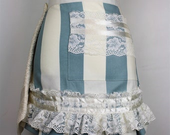 Cream and gold apron with lace Fancy hosting apron.