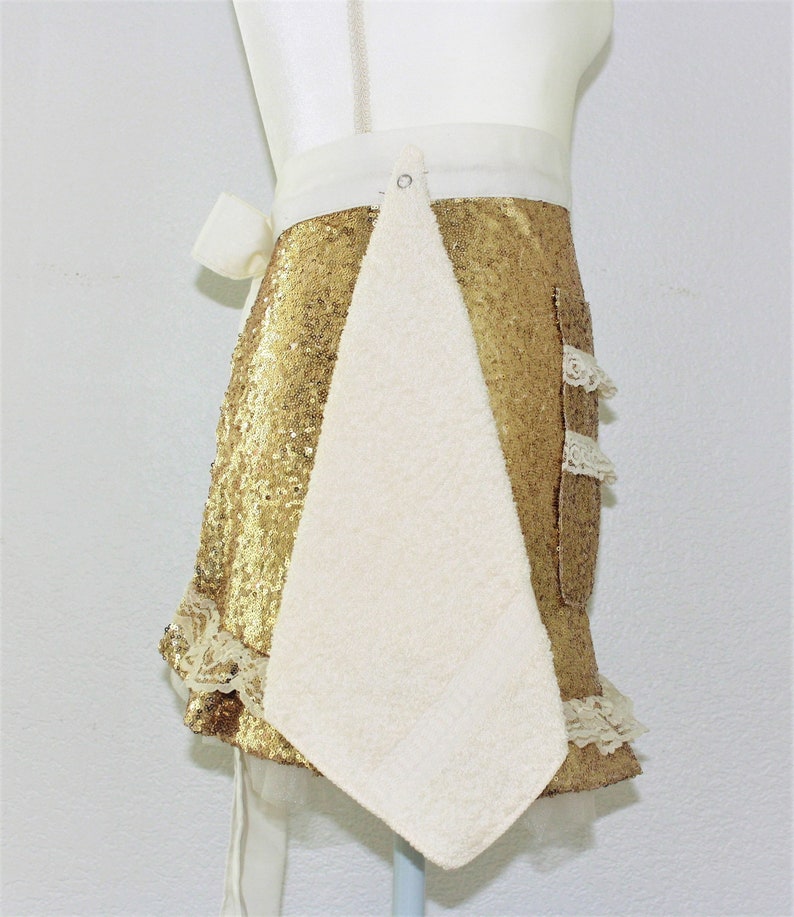 Gold Hosting Apron Gold and Cream Apron Fancy Apron Etsy