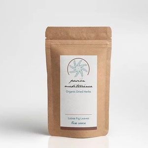 60 gramos de hojas secas de higo molido. Té de hojas de higo, hierbas secas, hierbas orgánicas, hojas de higo para infusión o para cocinar, de Pasión Mediterránea.